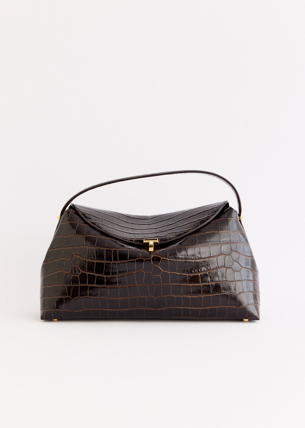 T-Lock Croco-embossed Top Handle Bag