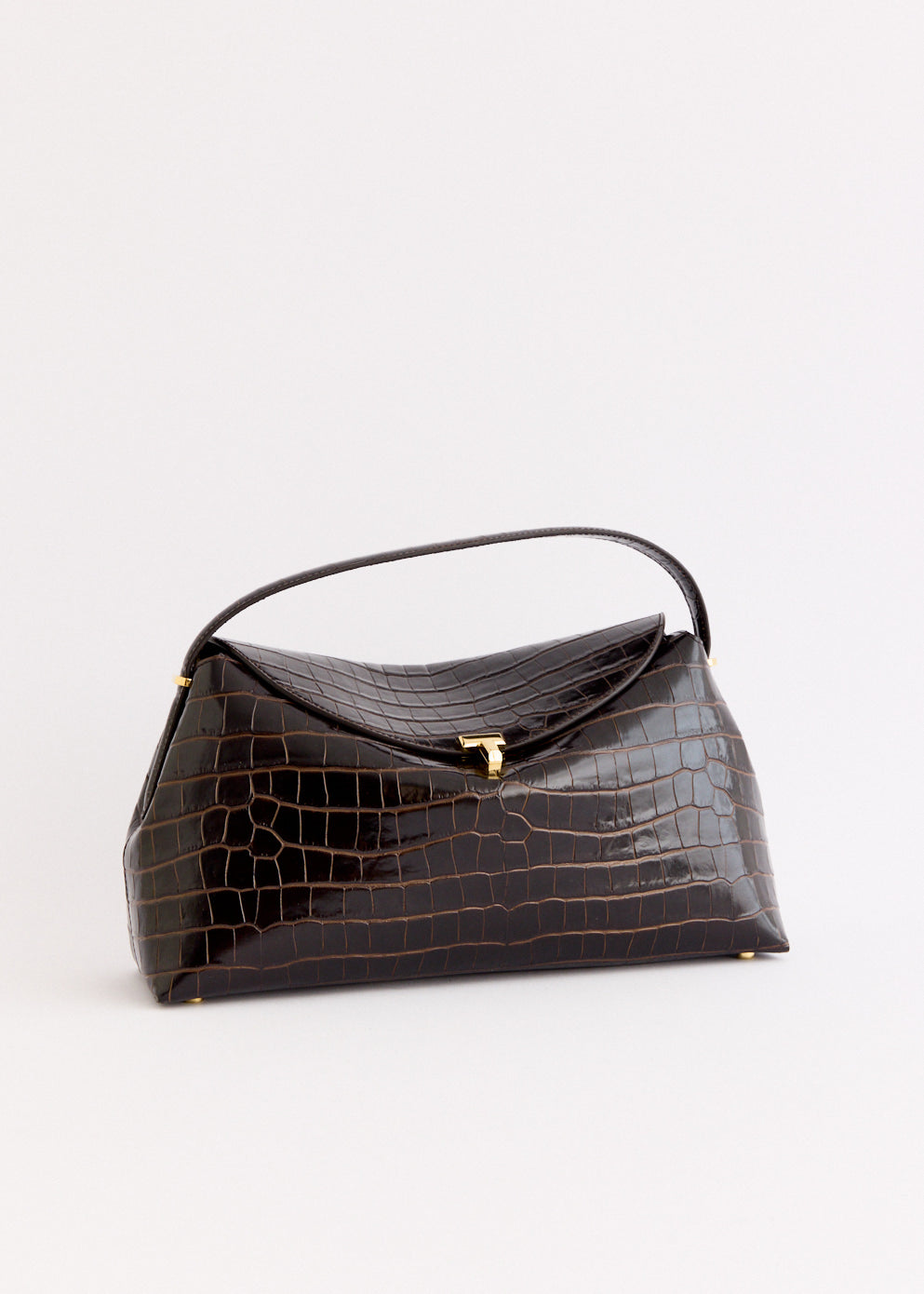 T-Lock Croco-embossed Top Handle Bag
