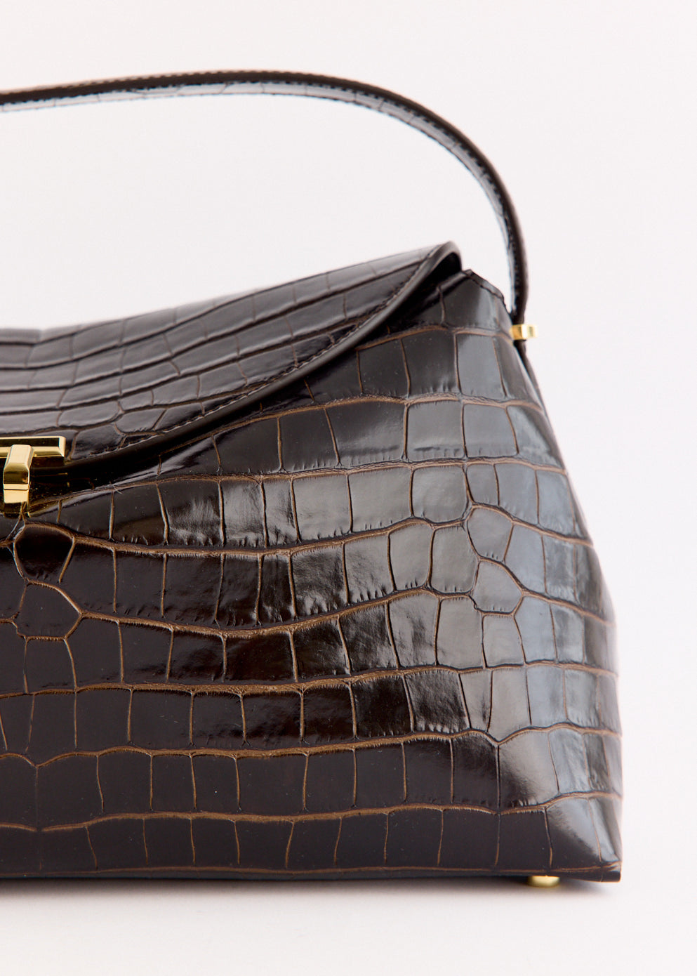 T-Lock Croco-embossed Top Handle Bag