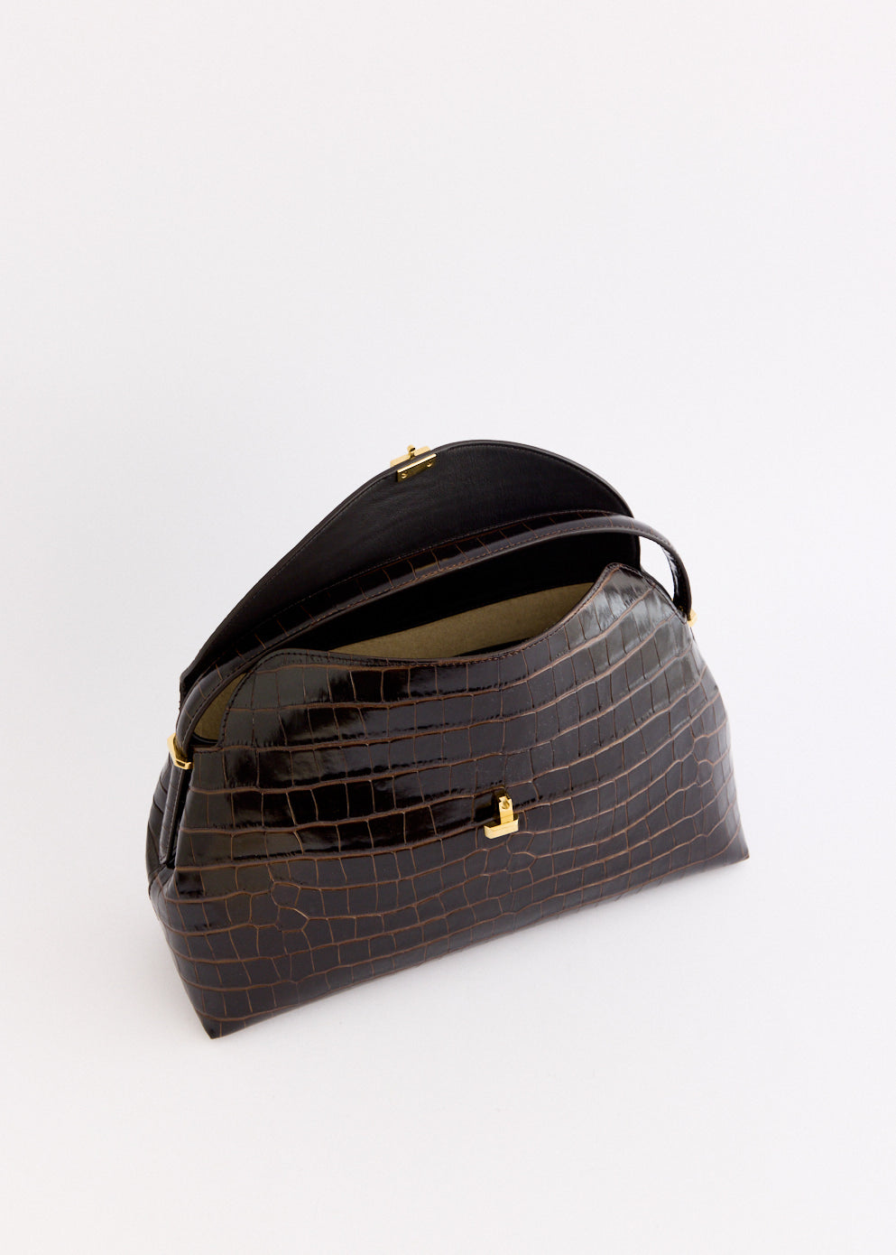 T-Lock Croco-embossed Top Handle Bag