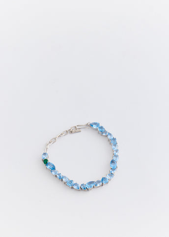 Emerald Zirconia and Blue Spinel Recycled Silver Bracelet