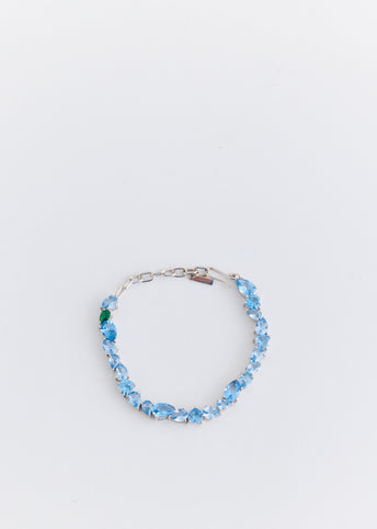 Emerald Zirconia and Blue Spinel Recycled Silver Bracelet