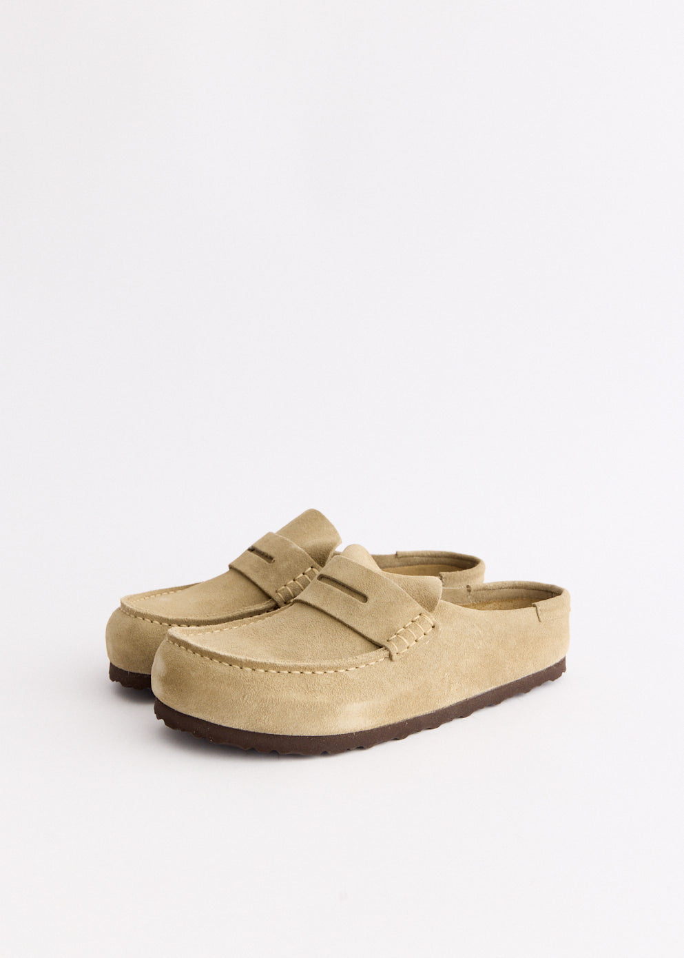 Naples Wrapped Taupe Suede Leather Regular Slides