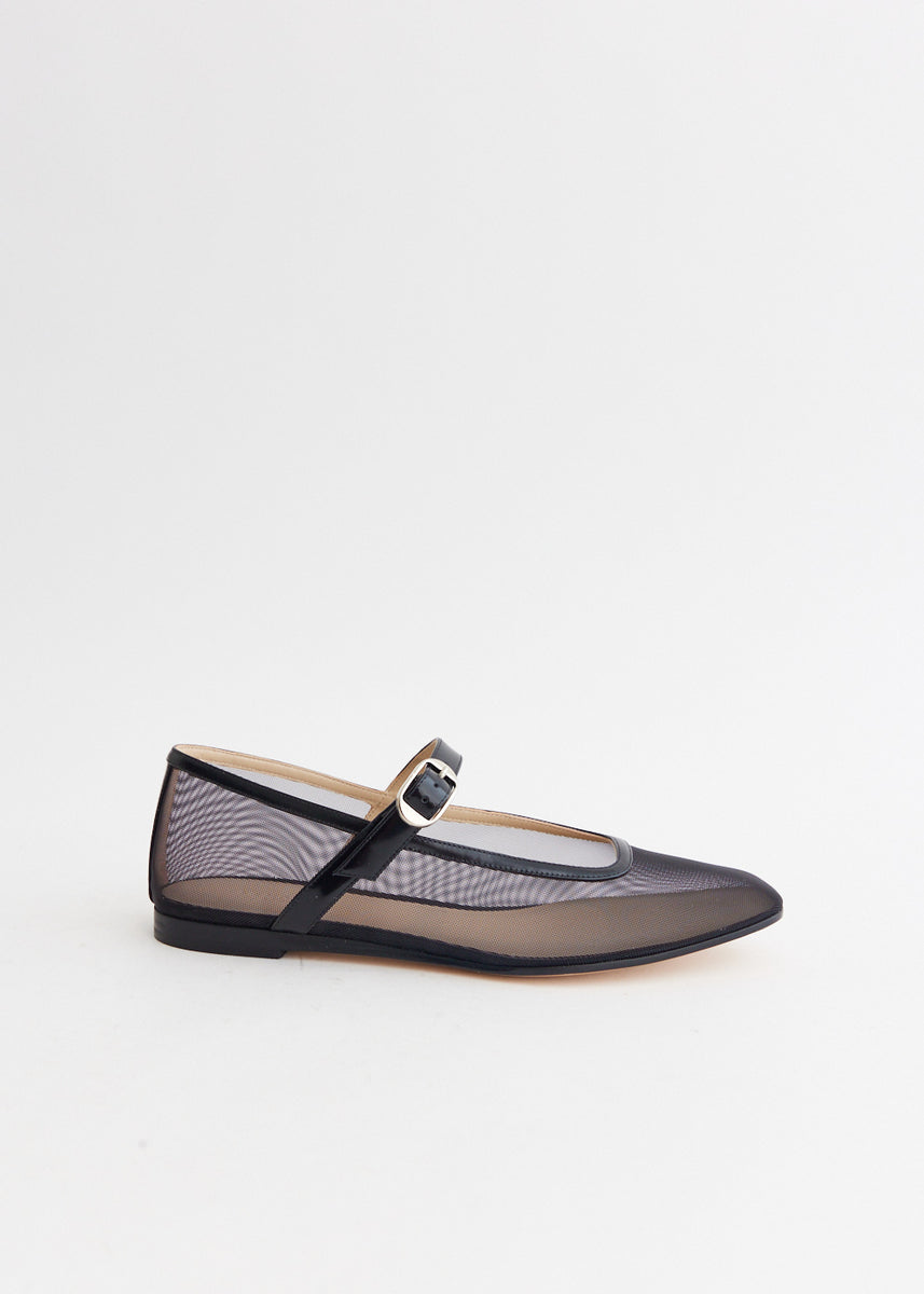 【美品】HUSH Mesh Mary Jane Ballerina Flats HUSH Mesh Mary Jane Ballerina Flats | endource