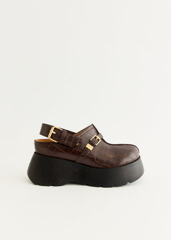 Platform Brown Croco Clogs