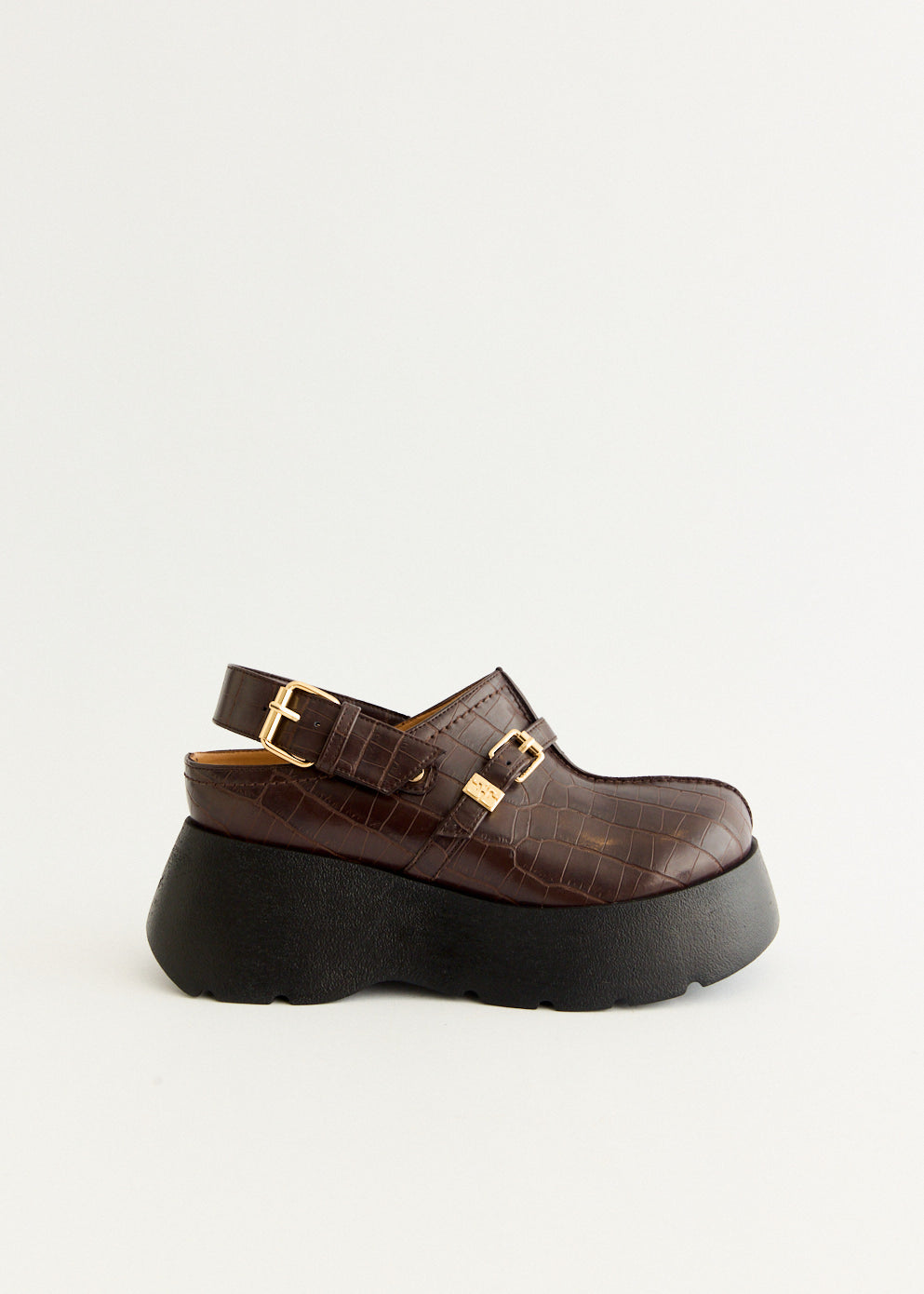 Platform Brown Croco Clogs