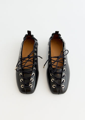 Eyelets Lace Up Ballerinas