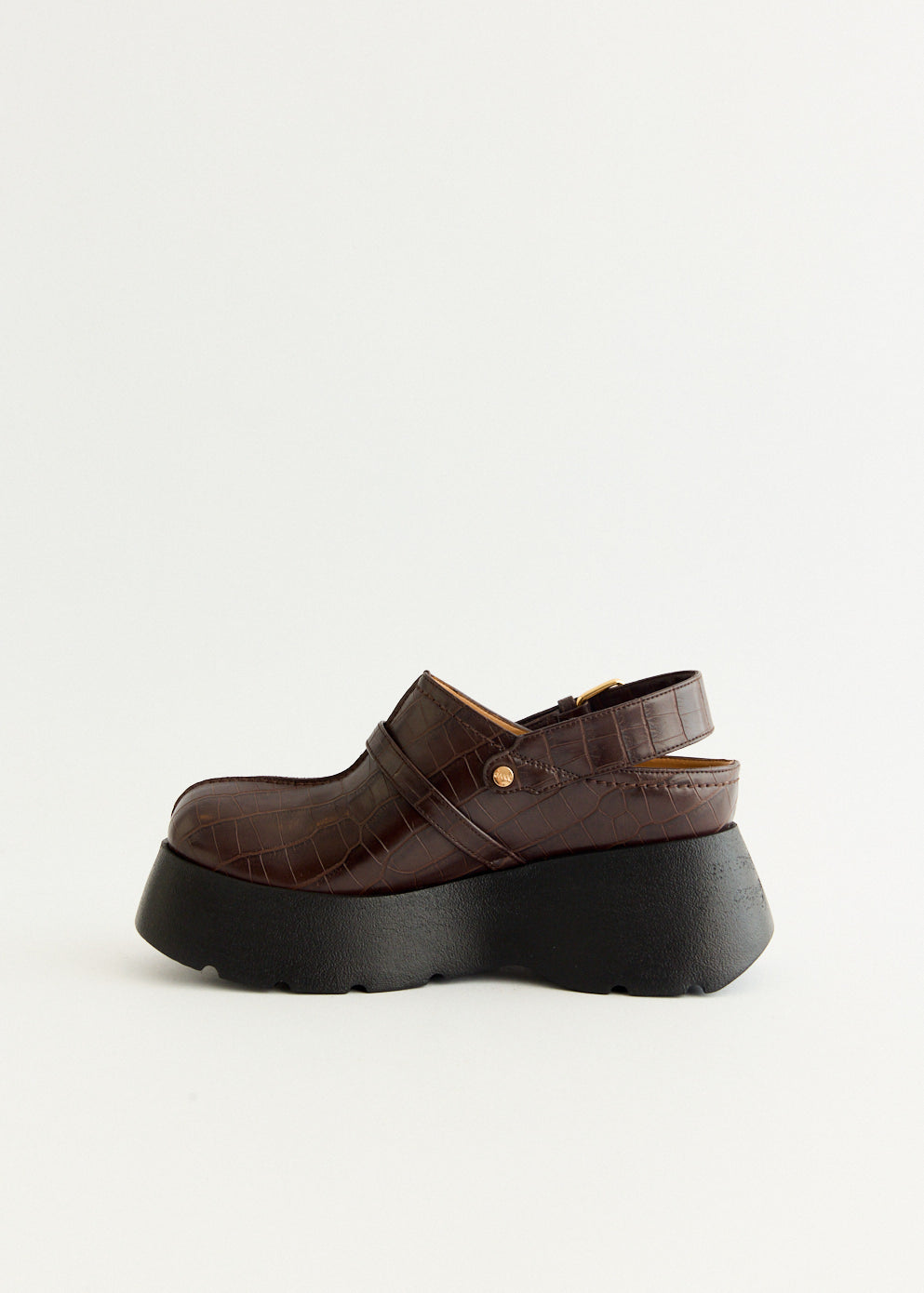 Platform Brown Croco Clogs