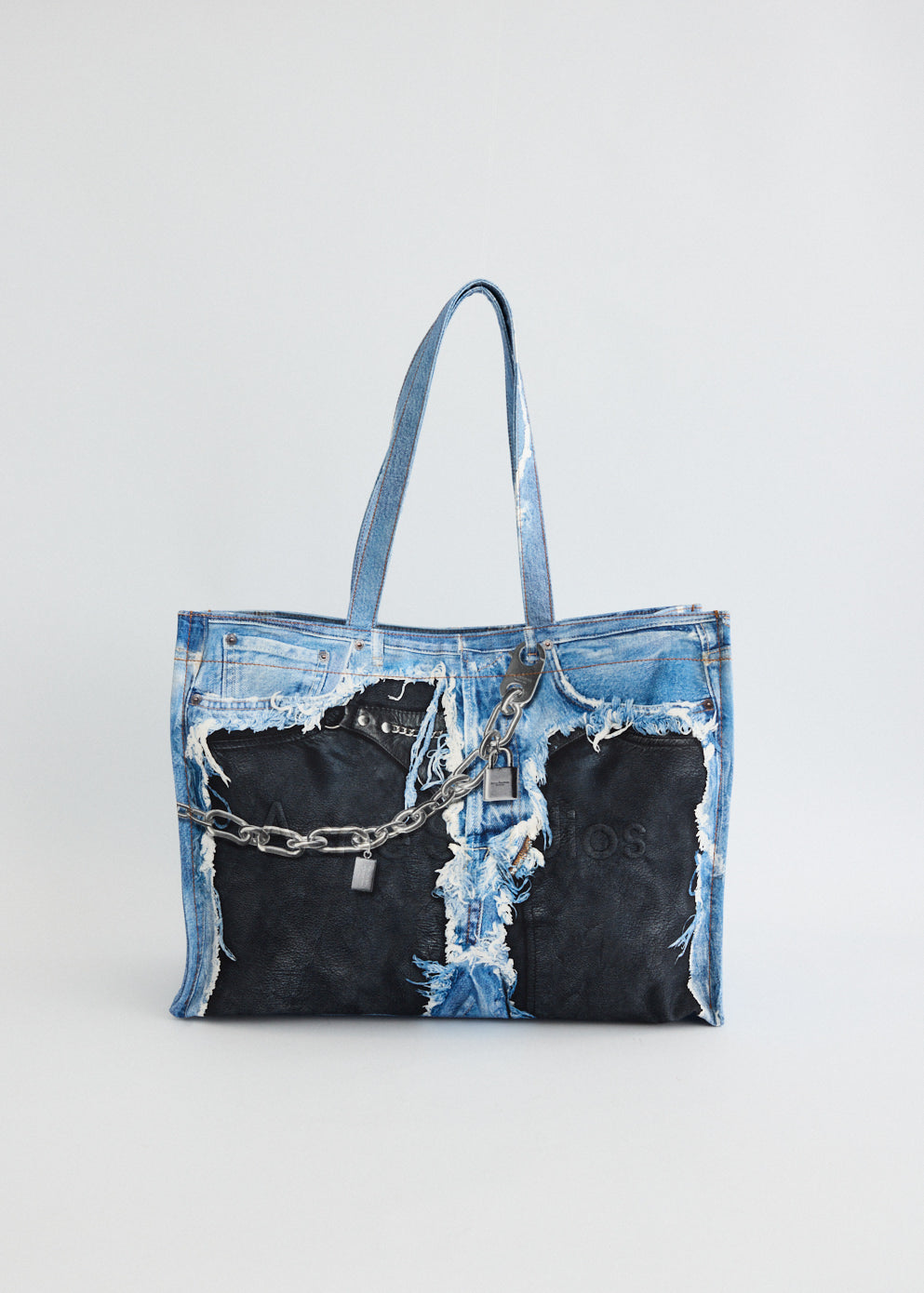 Logo Shopper Denim Print Tote