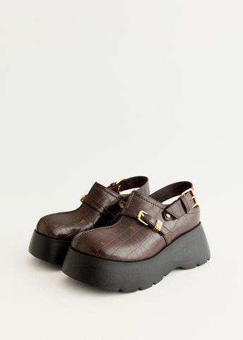 Platform Brown Croco Clogs
