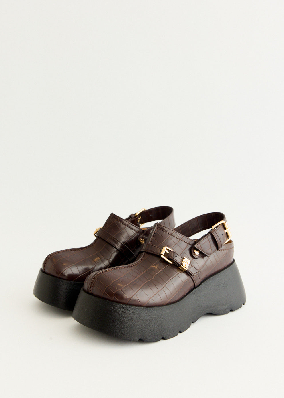 Platform Brown Croco Clogs