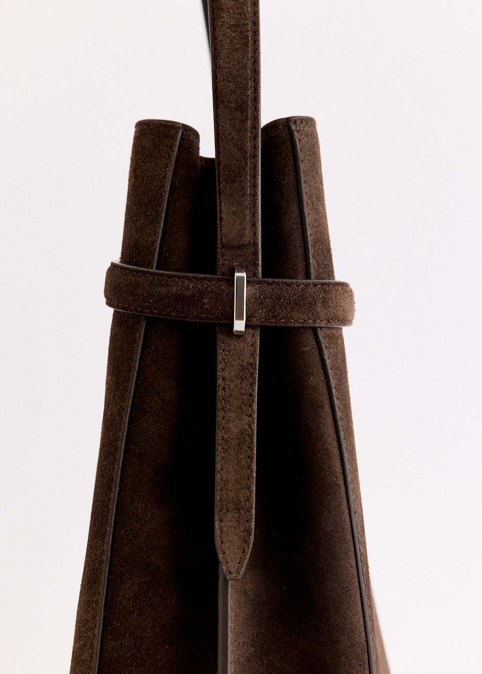 Belted Suede Bucket Bag
