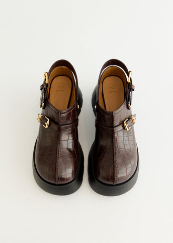 Platform Brown Croco Clogs