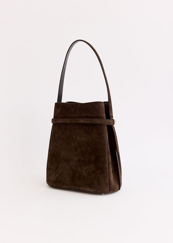 Belted Suede Bucket Bag