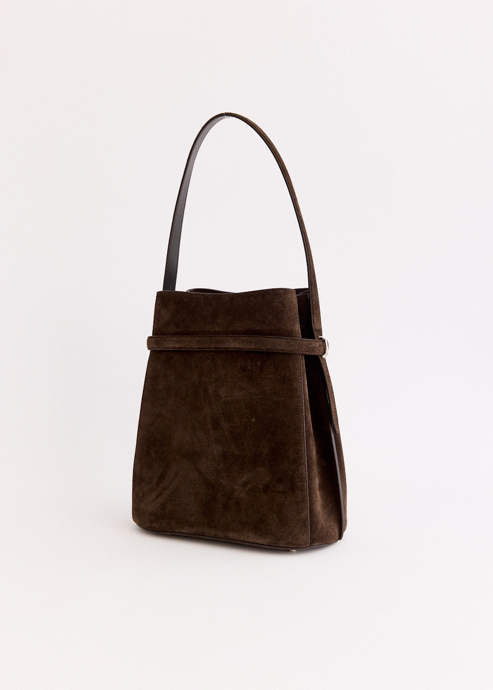 Belted Suede Bucket Bag