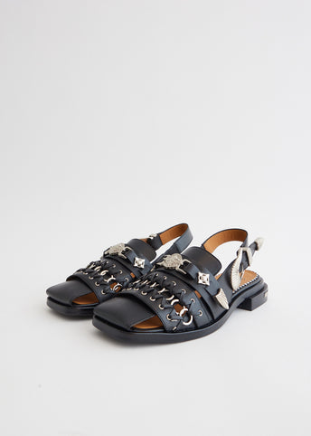 AJ1312 Leather Slingback Sandals