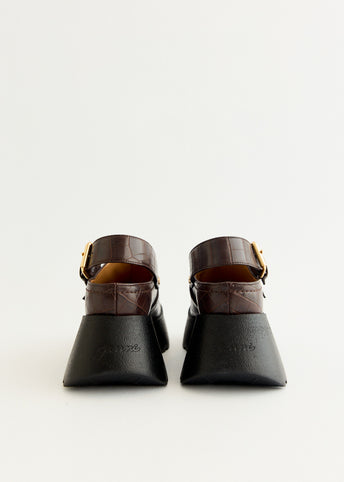 Platform Brown Croco Clogs