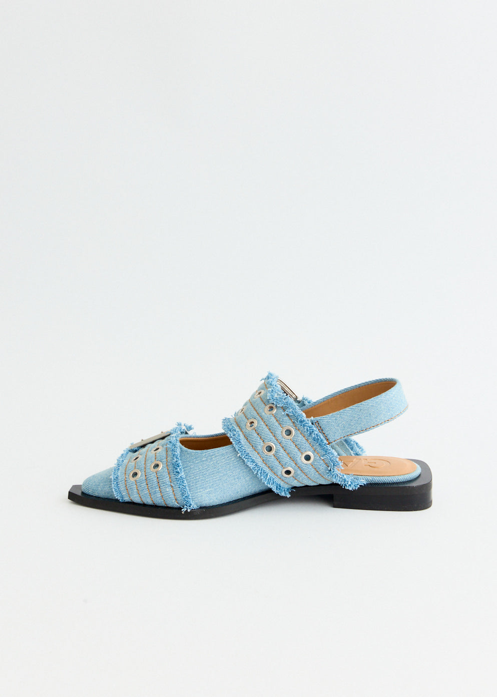 Denim Charms Feminine Buckle Ballerinas