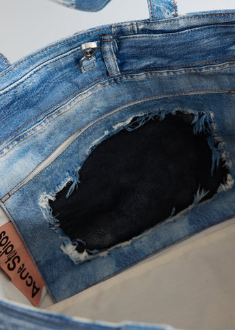Logo Shopper Denim Print Tote