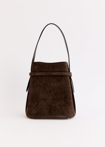 Belted Suede Bucket Bag