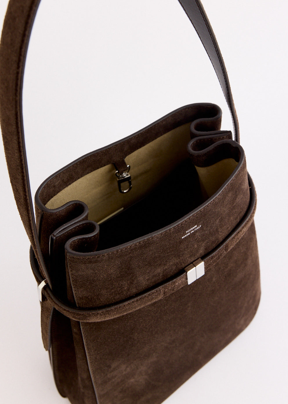 Belted Suede Bucket Bag