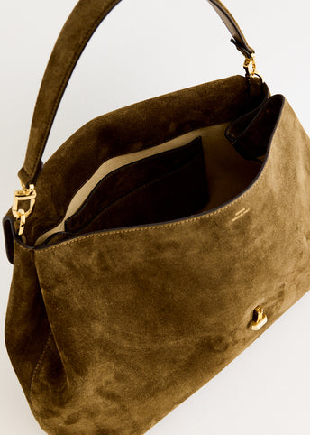 T-Lock Suede Satchel Bag
