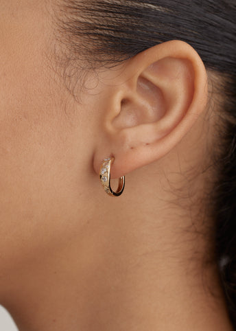 Crystal Heart Hoop Earrings