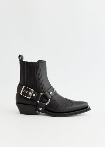 【関税＆送料込み】Ganni Stivale Chelsea Western Fitted Black Black Low Cut Western Chelsea Boots | GANNI US