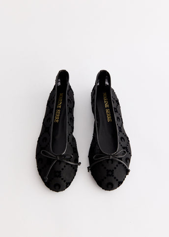 Moonogram Mesh Flock Ballet Flats