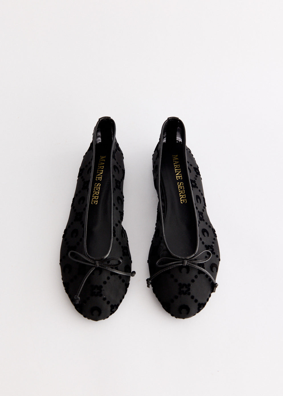 Moonogram Mesh Flock Ballet Flats