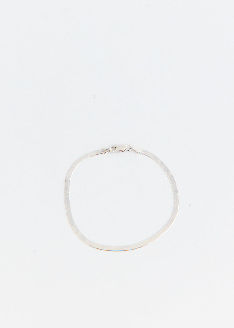 Flat Snake Chain Silver Bracelet