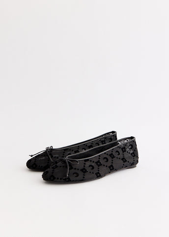 Moonogram Mesh Flock Ballet Flats