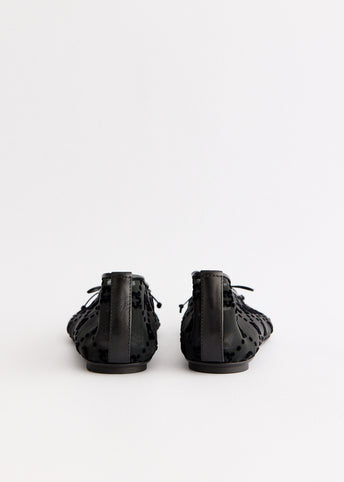 Moonogram Mesh Flock Ballet Flats