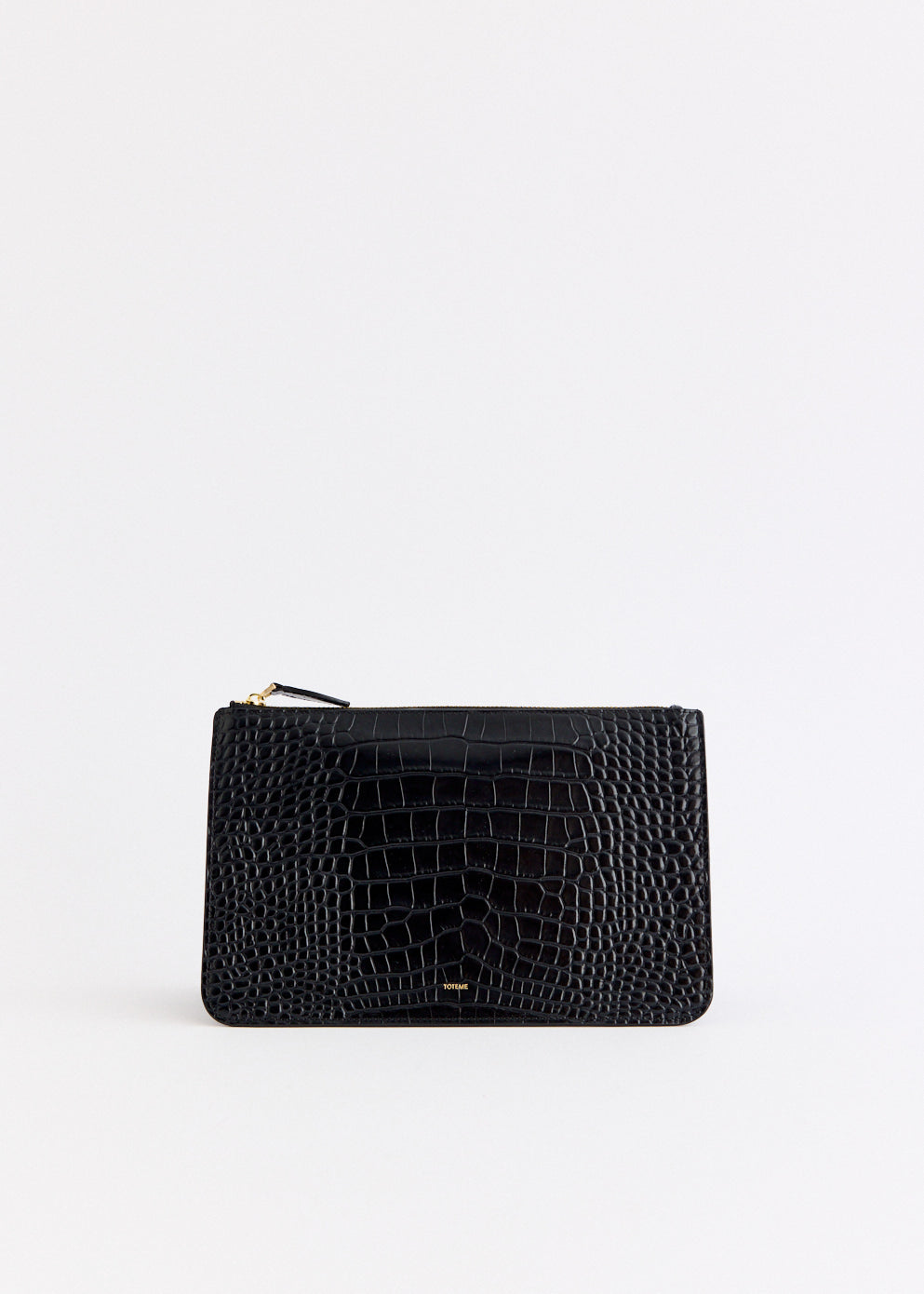Threefold Croco-Embossed Clutch
