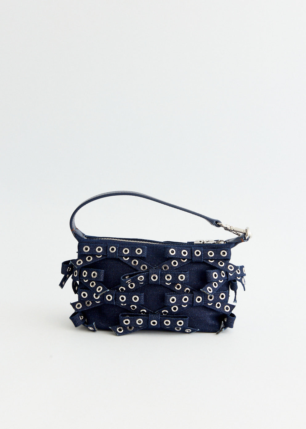 Denim Butterfly Small Pouch Bow Eyelets