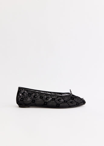 Moonogram Mesh Flock Ballet Flats