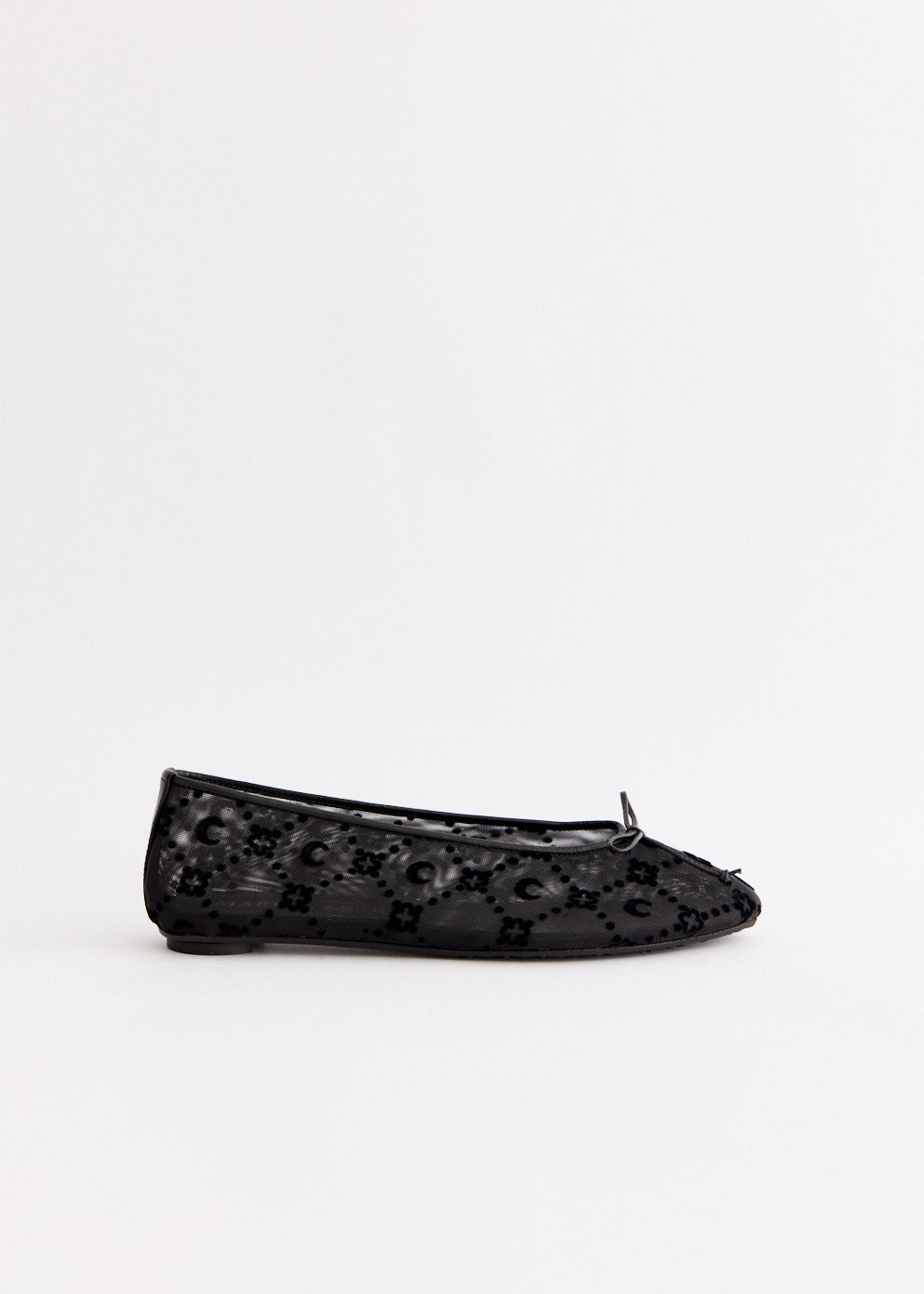 Moonogram Mesh Flock Ballet Flats