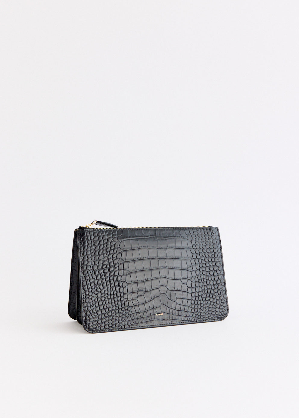 Threefold Croco-Embossed Clutch