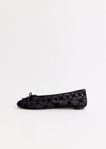 Moonogram Mesh Flock Ballet Flats