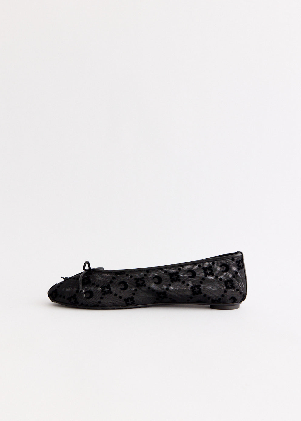 Moonogram Mesh Flock Ballet Flats