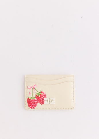 Bou Card Holder With Flap Raspberry Print