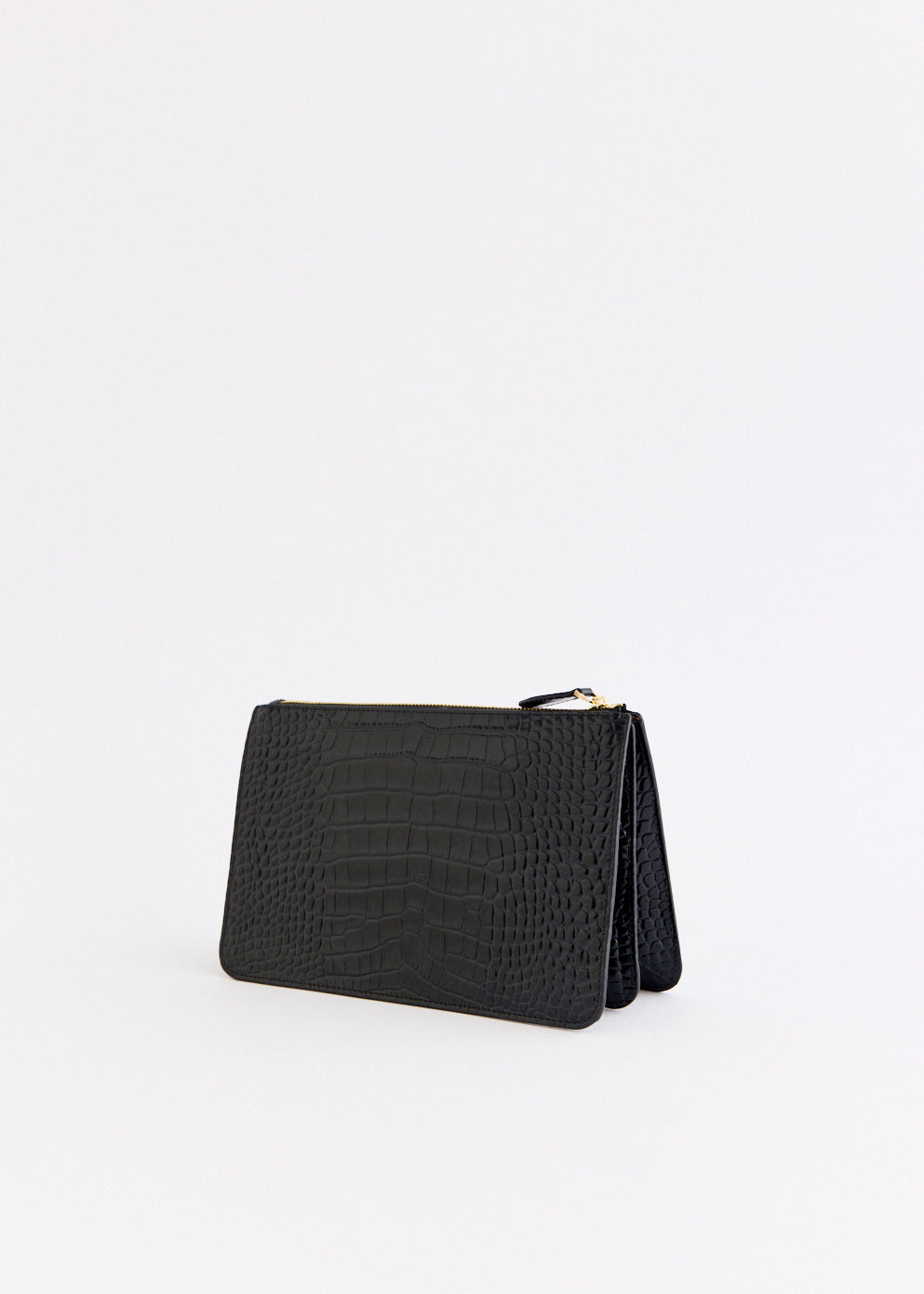 Threefold Croco-Embossed Clutch