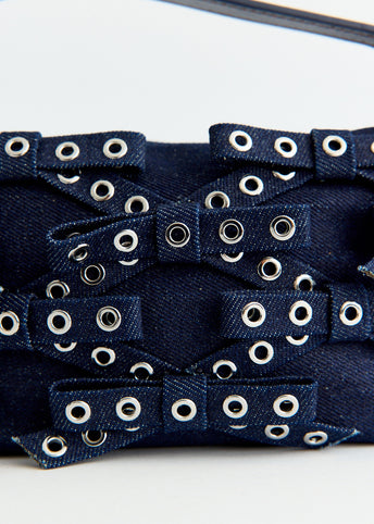 Denim Butterfly Small Pouch Bow Eyelets
