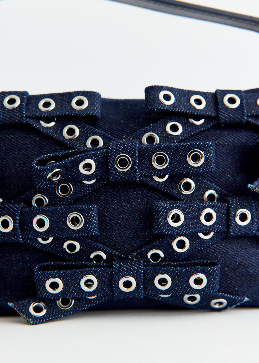 Denim Butterfly Small Pouch Bow Eyelets