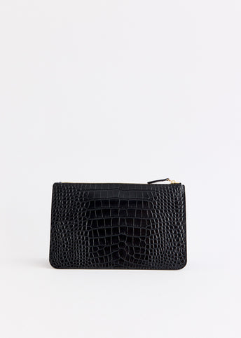 Threefold Croco-Embossed Clutch