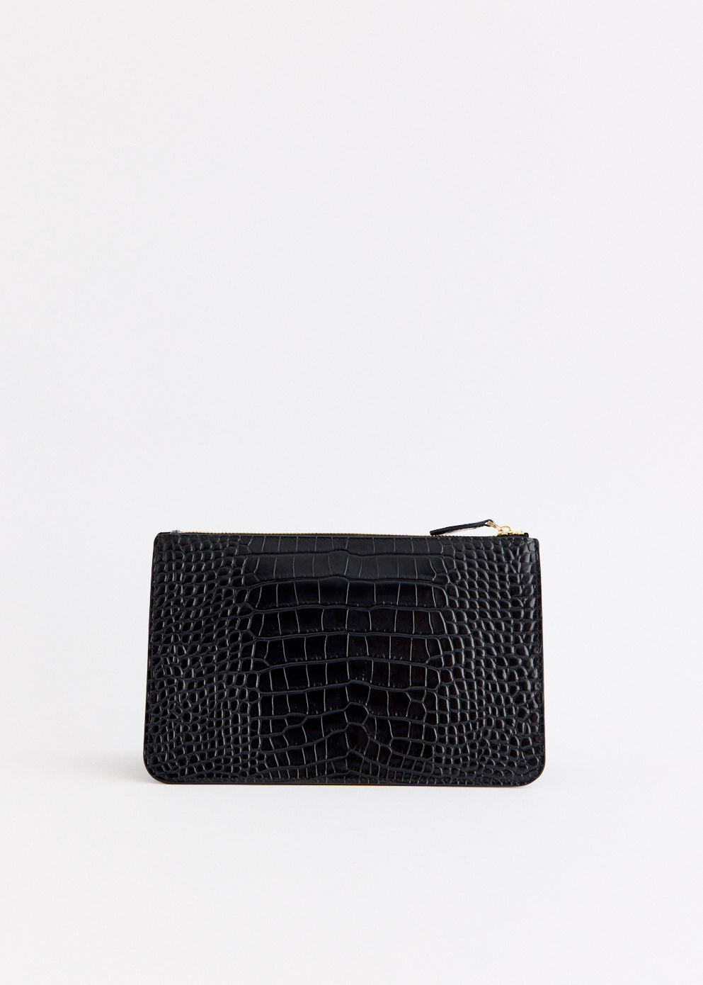 Threefold Croco-Embossed Clutch
