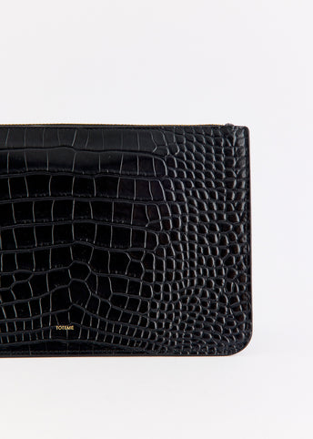 Threefold Croco-Embossed Clutch