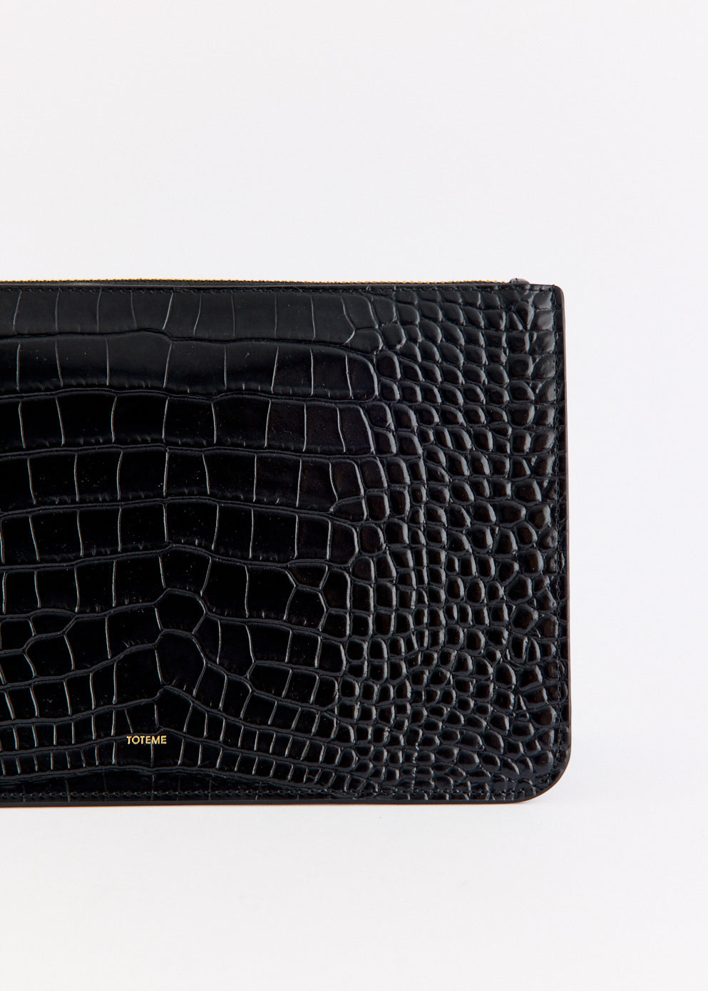 Threefold Croco-Embossed Clutch