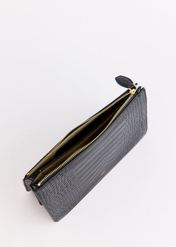 Threefold Croco-Embossed Clutch