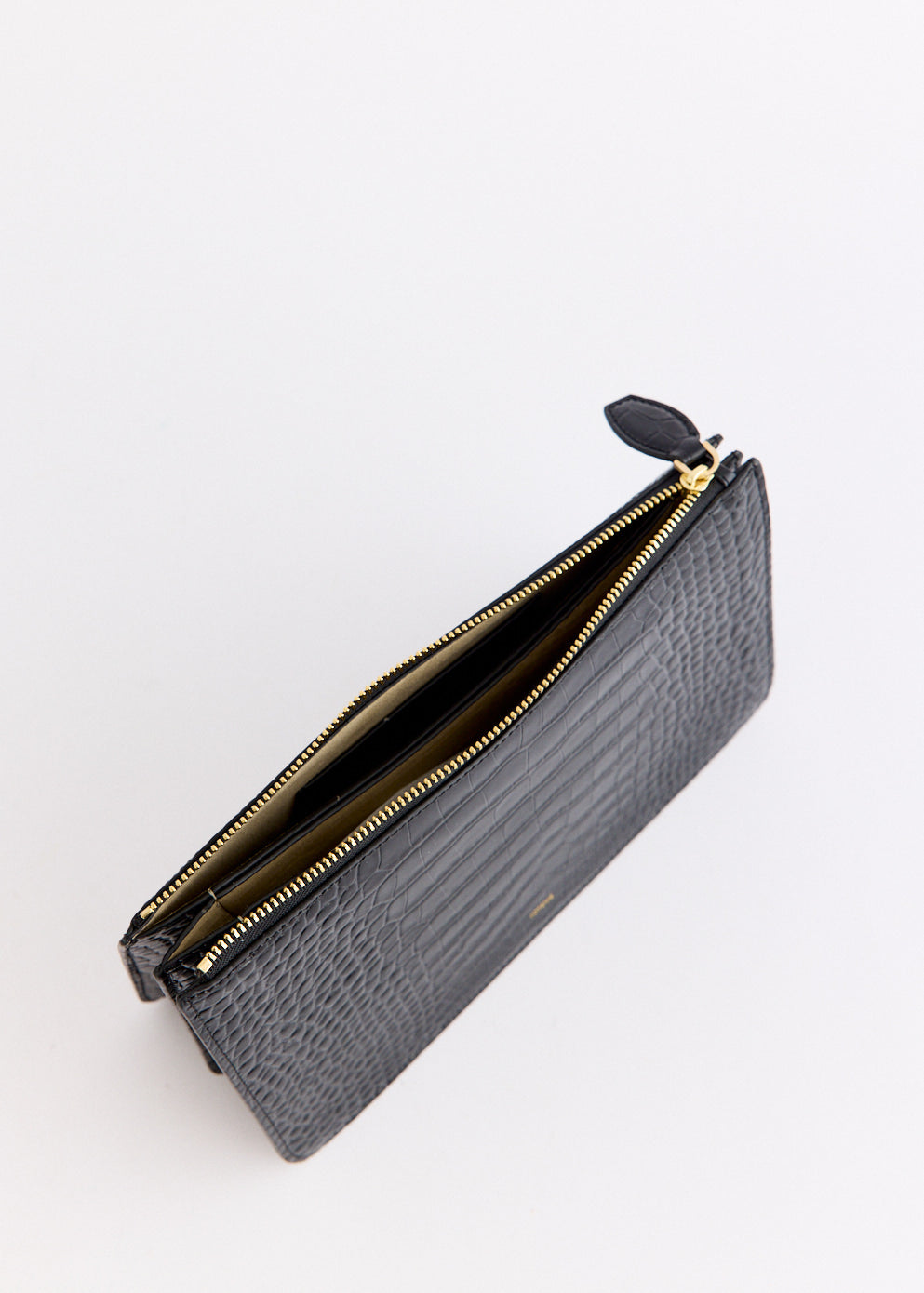 Threefold Croco-Embossed Clutch